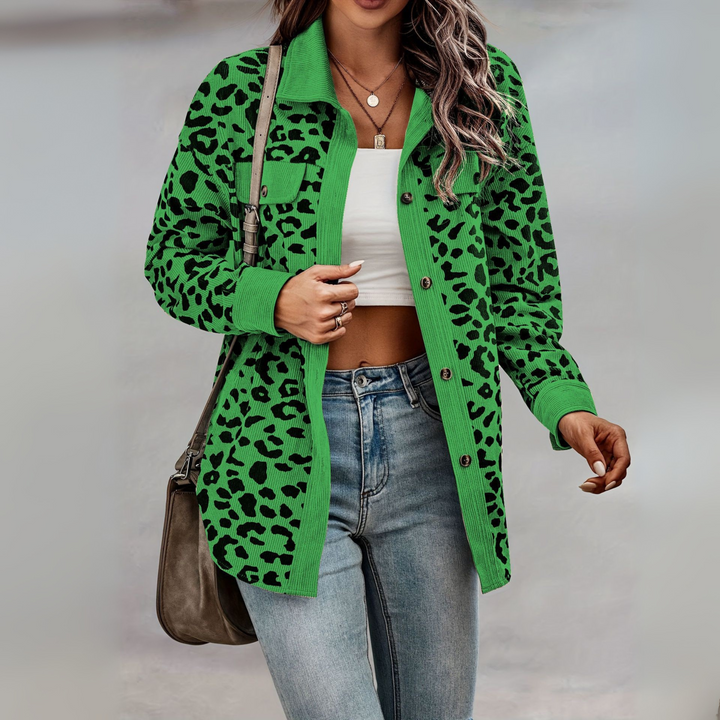 SISI™ - Chaqueta informal con estampado de leopardo y botones delanteros
