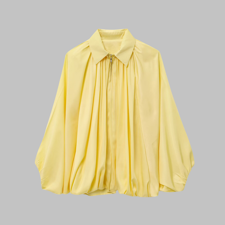 CHARLIZE™ - Chaqueta bomber vintage extragrande con mangas murciélago abullonadas