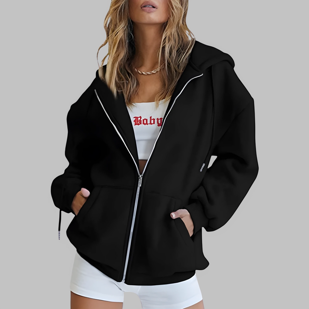 DARA™ - Chaqueta con capucha extragrande con cremallera clásica