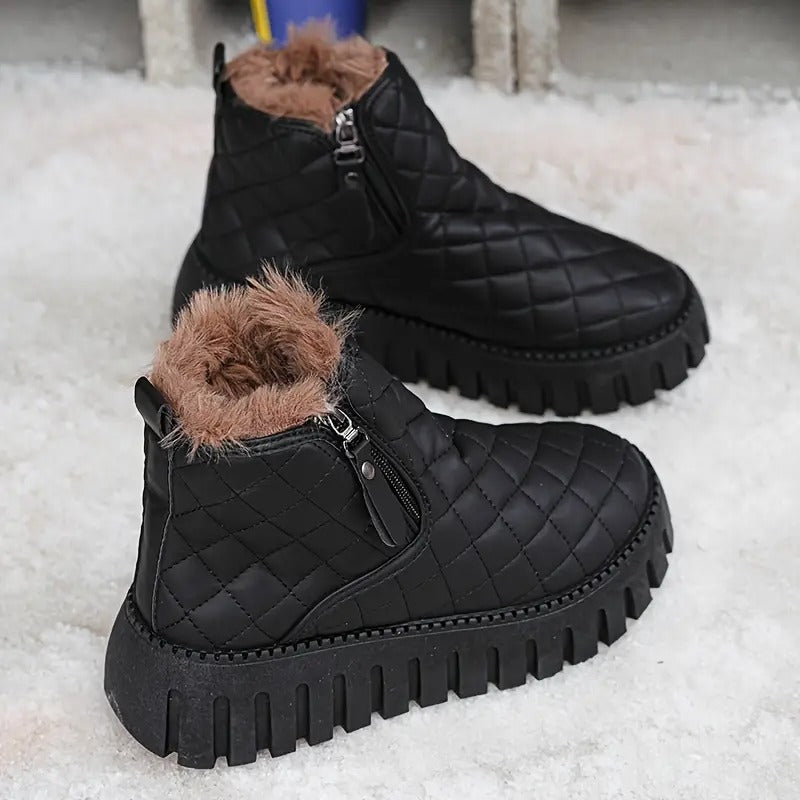 Riviana - Botas de invierno de cuero para mujer con soporte ortopédico