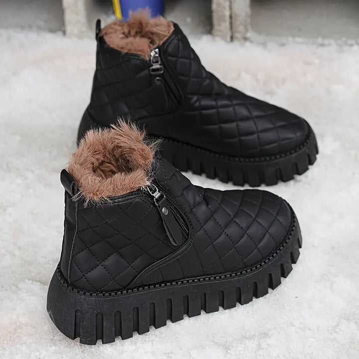 Riviana - Botas de invierno de cuero para mujer con soporte ortopédico