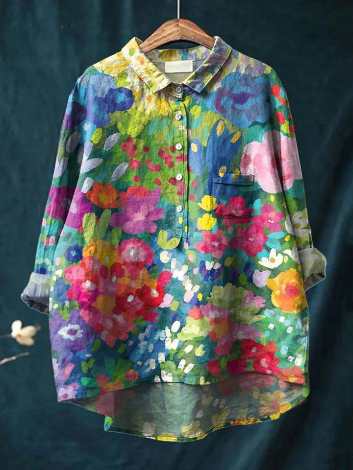 Camisa informal de mujer con hermoso estampado floral vintage