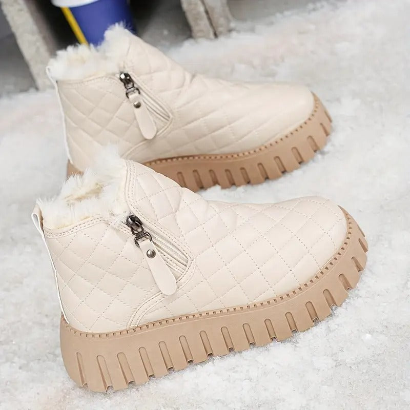 Riviana - Botas de invierno de cuero para mujer con soporte ortopédico