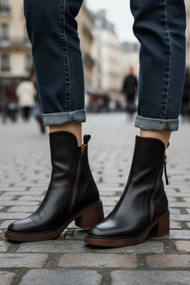 Helara - Botas de cuero negro elegantes y cómodas