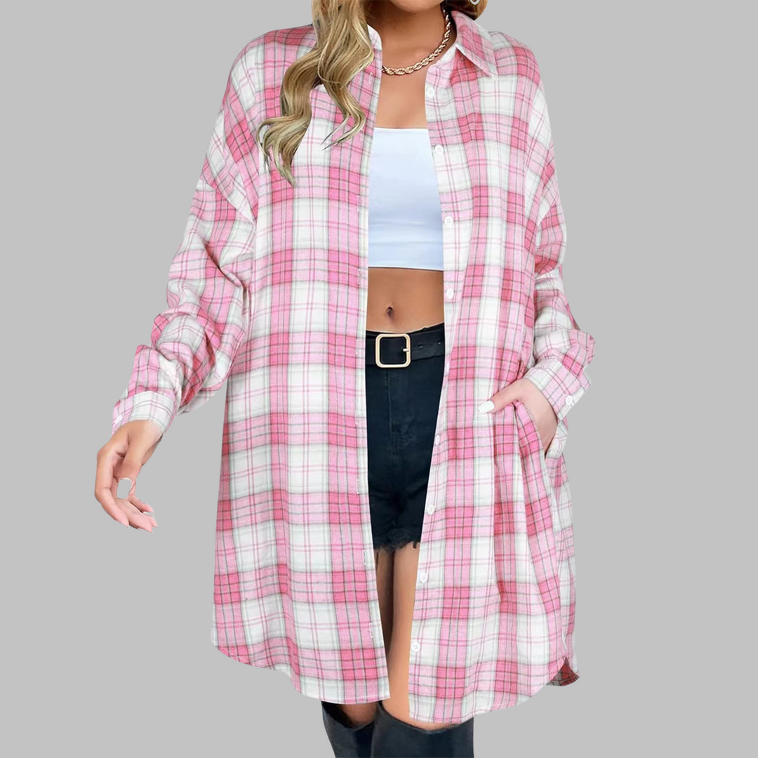 CINA™ - Chaqueta elegante a cuadros de manga larga con botones