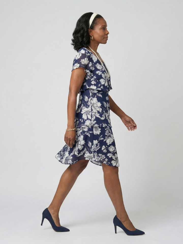 Thea | Subtle floral knee-length dress