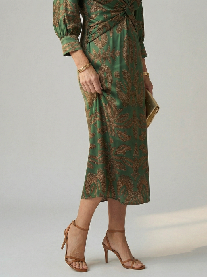 Lune | Vestido midi cruzado natural