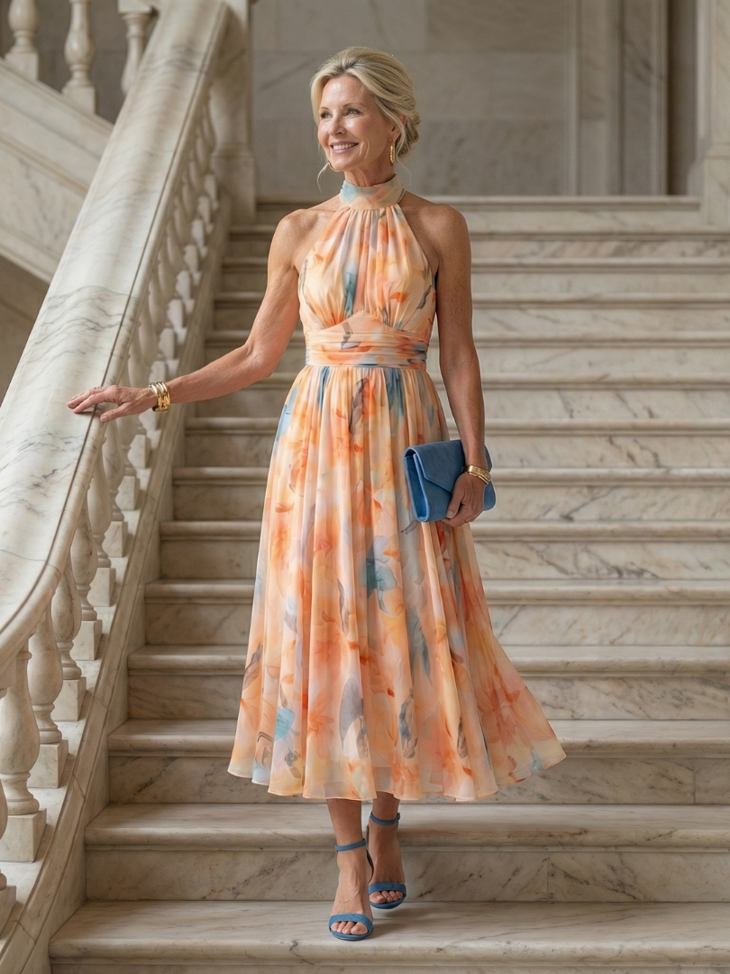 Elin | Vestido midi suave con cuello halter