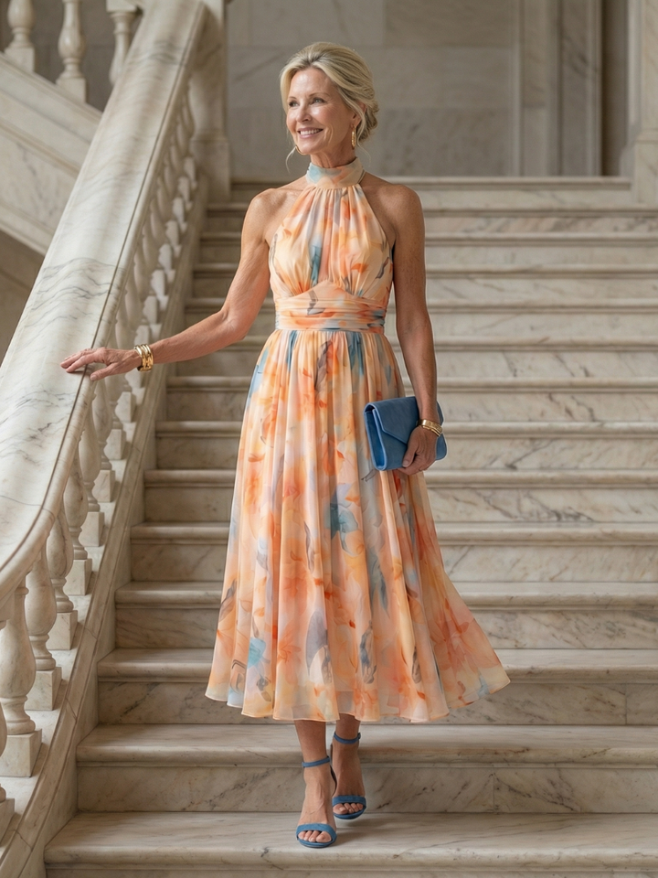 Elin | Vestido midi suave con cuello halter