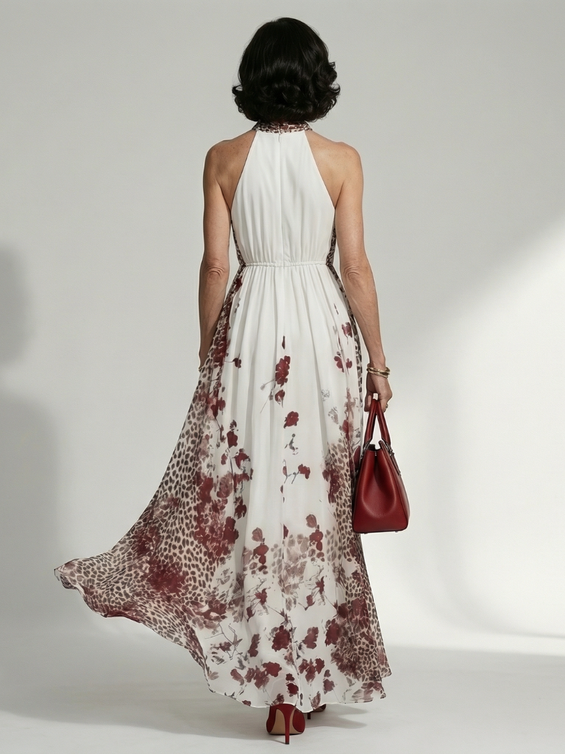 Orlune | Vestido maxi blanco plisado