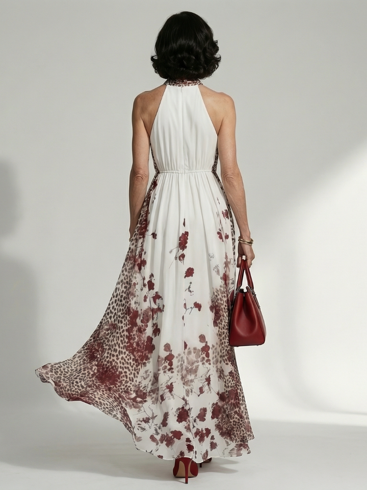 Orlune | Vestido maxi blanco plisado