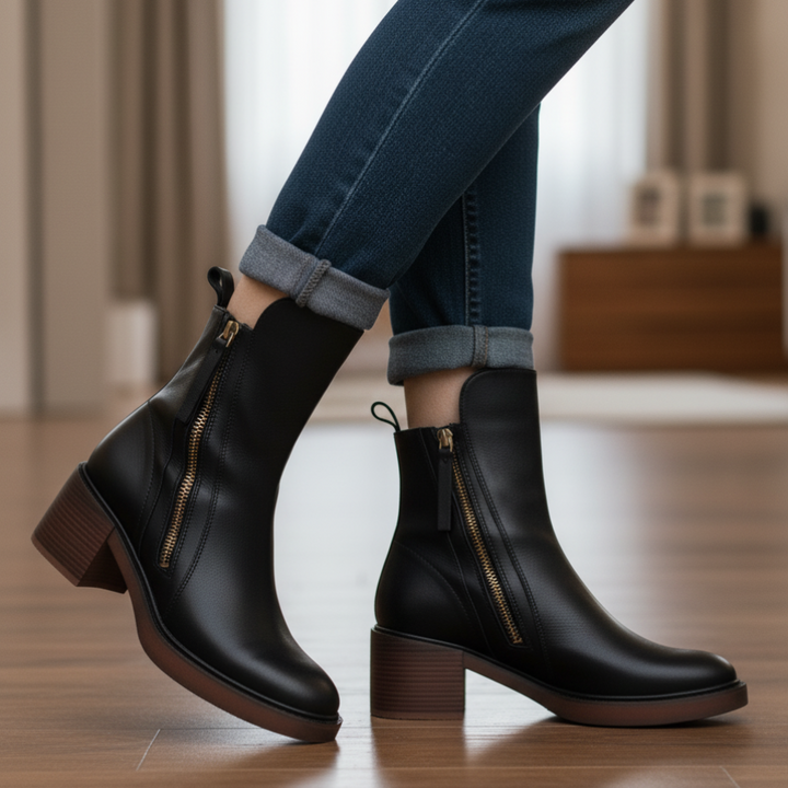 Helara - Botas de cuero negro elegantes y cómodas