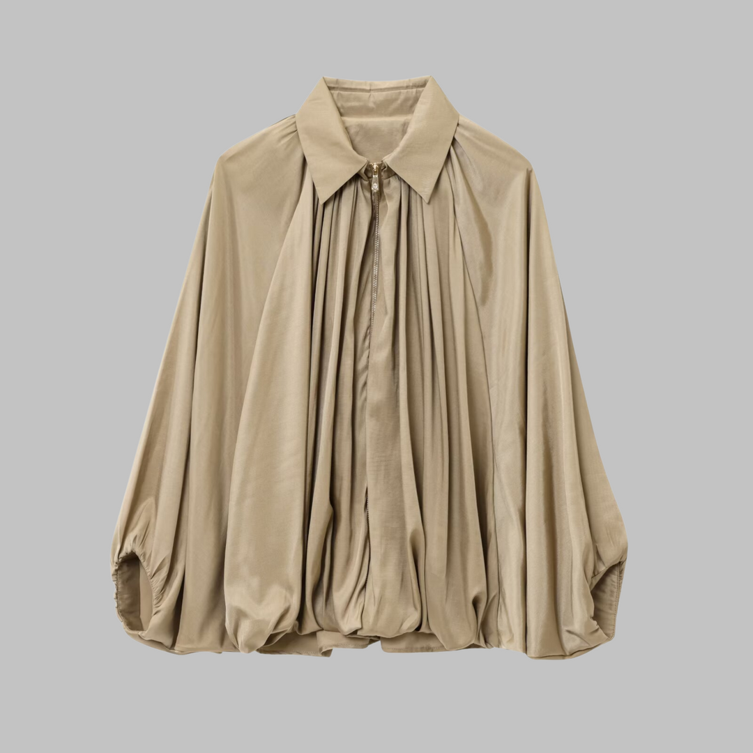 CHARLIZE™ - Chaqueta bomber vintage extragrande con mangas murciélago abullonadas