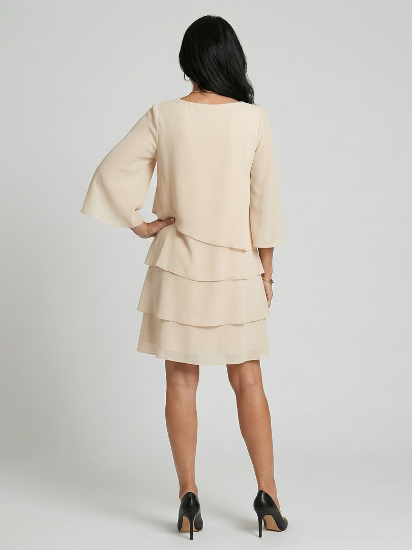 della | Knee-length layered bell sleeve dress
