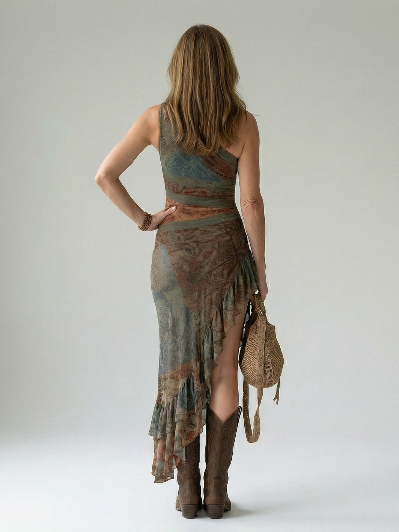 Zalia | Vestido Midi Drapeado Silencioso