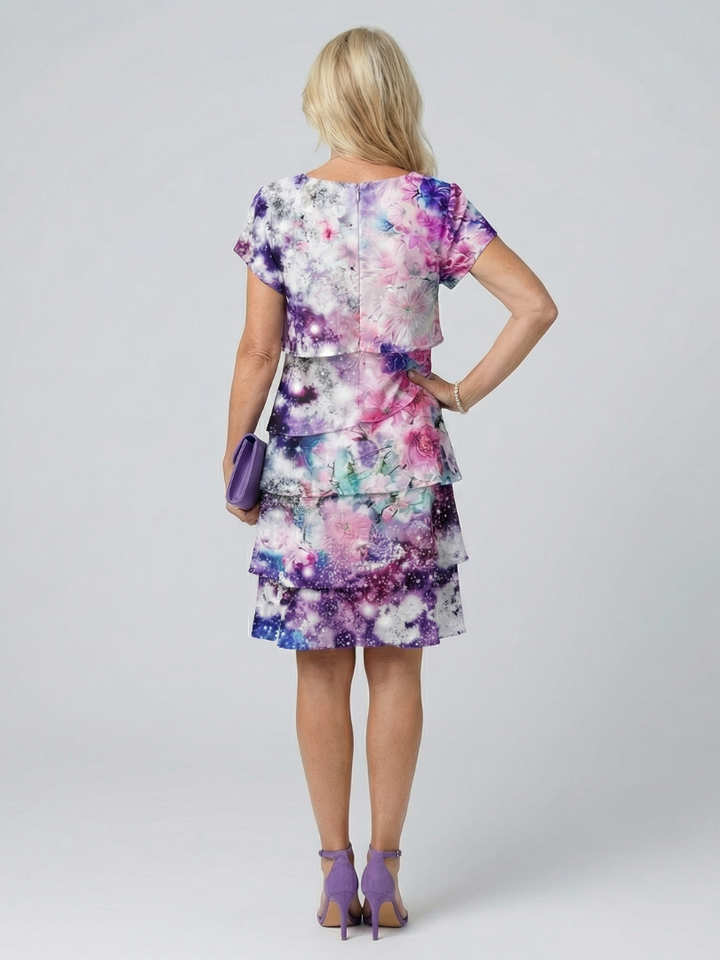 Zaya | Vestido a media pierna con estampado floral claro