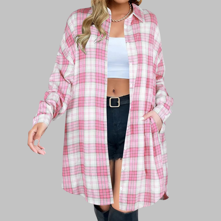 PALOMA™ - Chaqueta de manga larga a cuadros con botones y estilo clásico