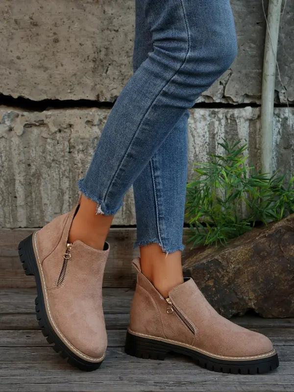 Isanoria - Botines de mujer elegantes de ante cómodos