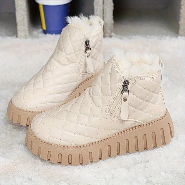 Riviana - Botas de invierno de cuero para mujer con soporte ortopédico