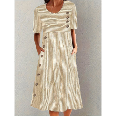 Aubrey | Vestido midi de verano elegante a rayas