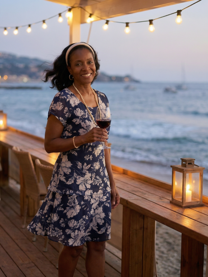 Thea | Subtle floral knee-length dress