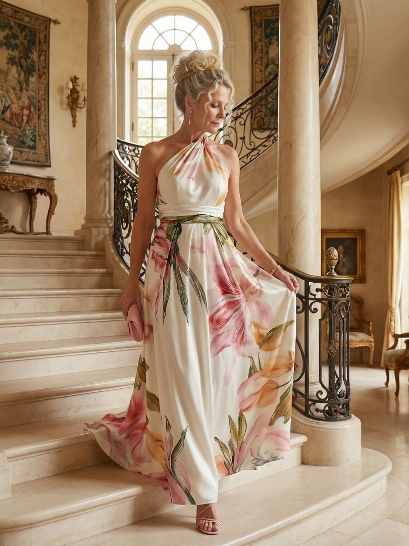 Amiel | Vestido largo floral claro