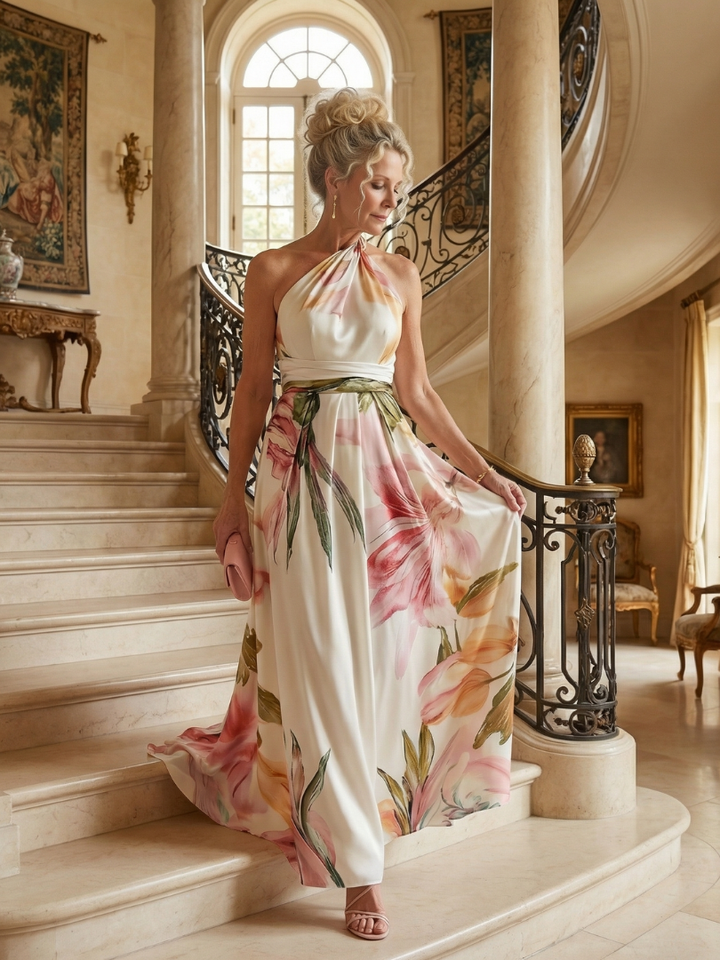 Amiel | Vestido largo floral claro