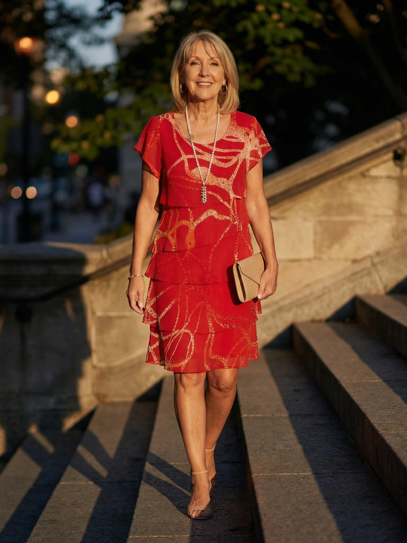 Nora | Soft abstract knee-length dress