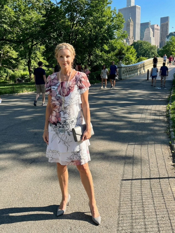 Kualani | Vestido limpio hasta la rodilla con estampado floral