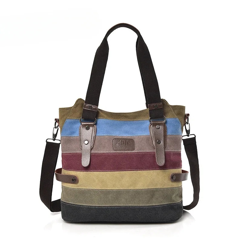 Bolso de mano de cuero colorido para mujer