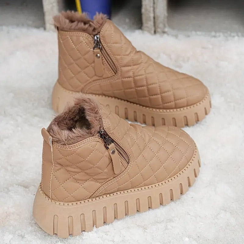 Riviana - Botas de invierno de cuero para mujer con soporte ortopédico
