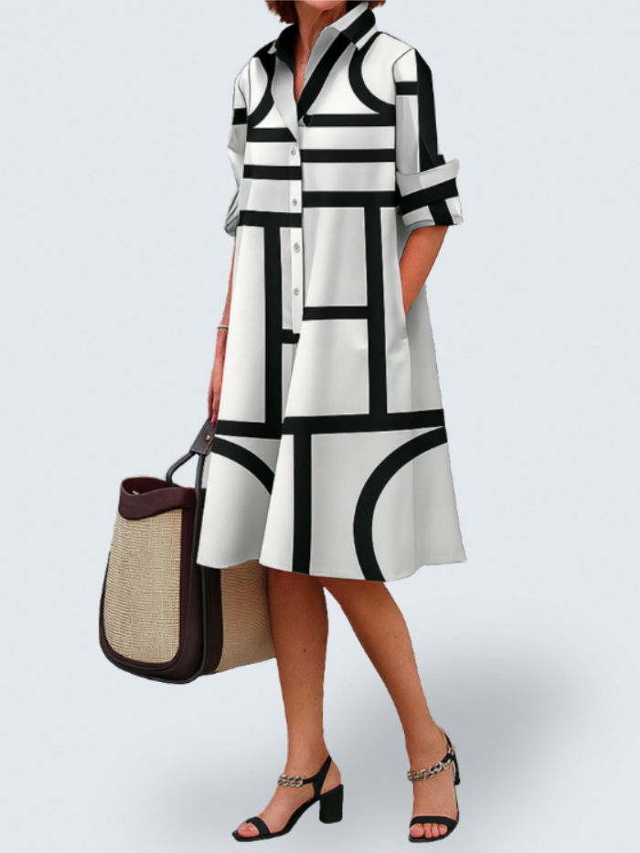 Axis | Vestido camisero con estampado geométrico