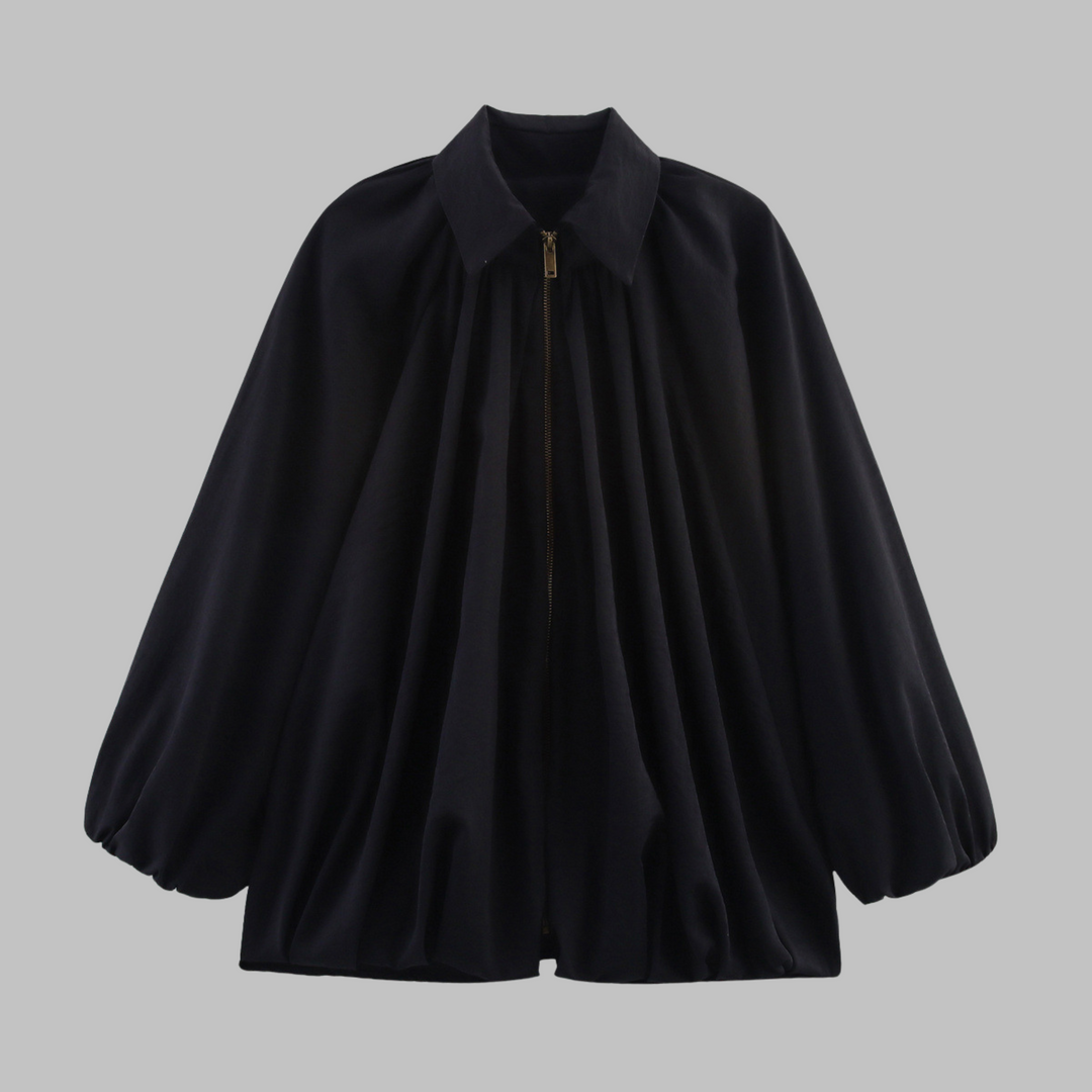 CHARLIZE™ - Chaqueta bomber vintage extragrande con mangas murciélago abullonadas