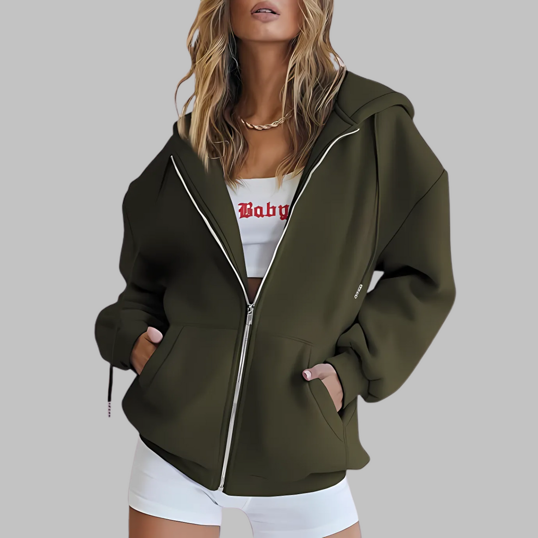 DARA™ - Chaqueta con capucha extragrande con cremallera clásica