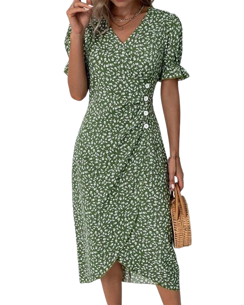 Giselle | Vestido Floral con Cuello en V