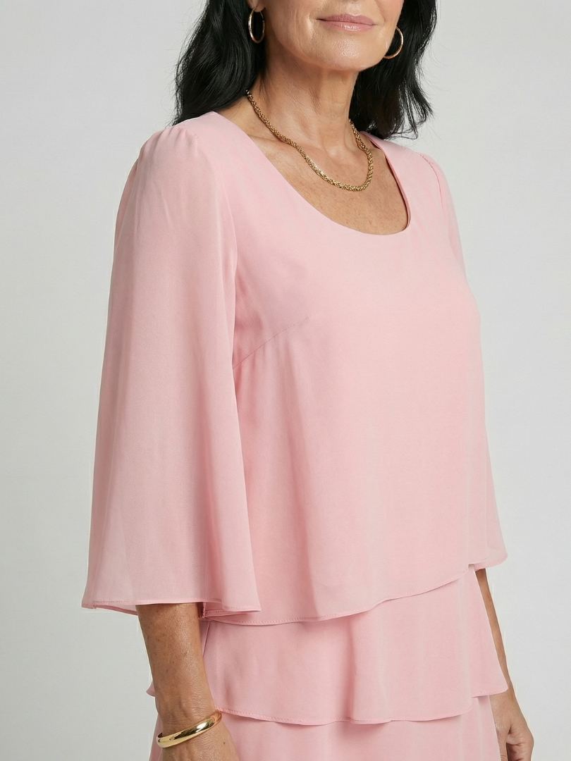 della | Knee-length layered bell sleeve dress