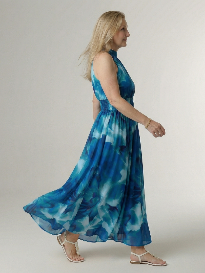 Sylin | Vestido midi fruncido con cuello halter