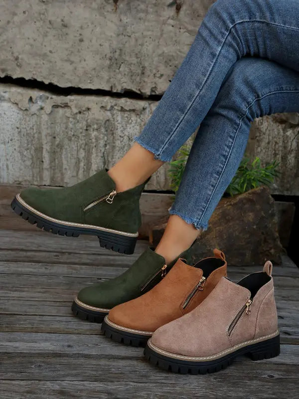Isanoria - Botines de mujer elegantes de ante cómodos