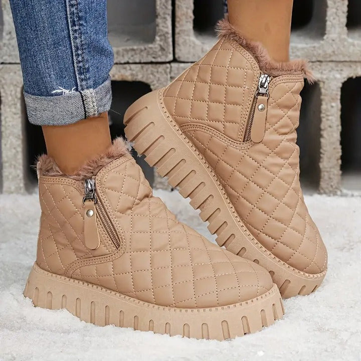 Riviana - Botas de invierno de cuero para mujer con soporte ortopédico