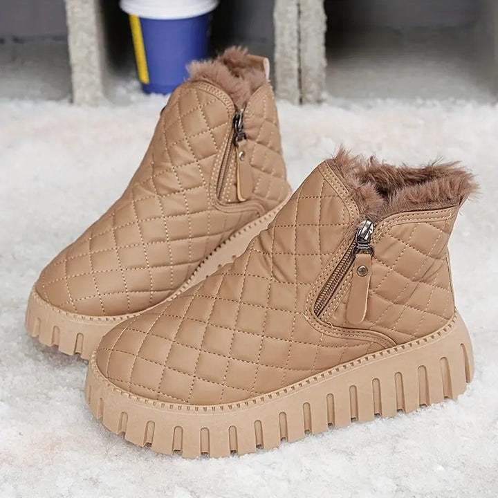 Riviana - Botas de invierno de cuero para mujer con soporte ortopédico