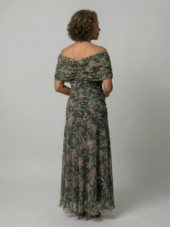 Calen | Vestido midi fluido sin hombros
