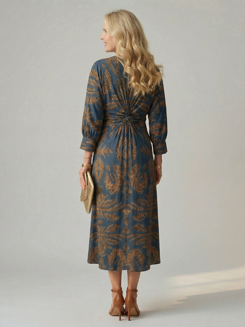 Lune | Vestido midi cruzado natural