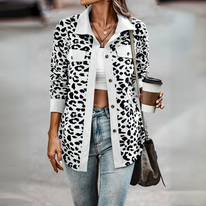 SISI™ - Chaqueta informal con estampado de leopardo y botones delanteros