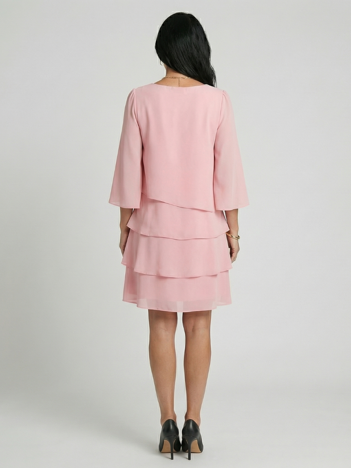 della | Knee-length layered bell sleeve dress