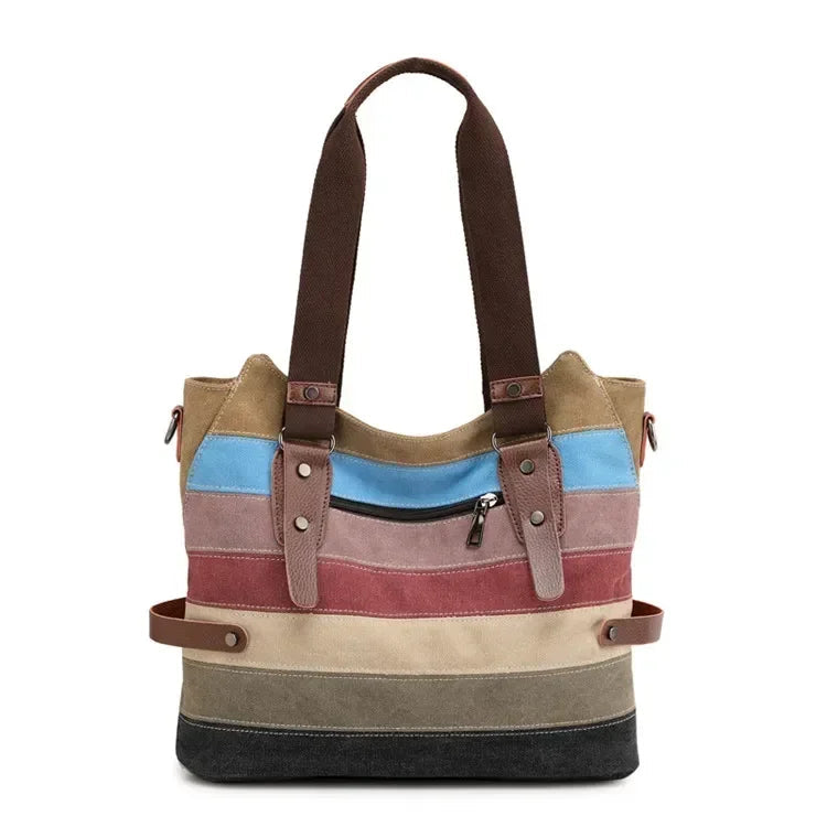 Bolso de mano de cuero colorido para mujer