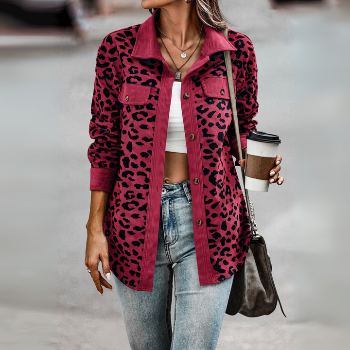 SISI™ - Chaqueta informal con estampado de leopardo y botones delanteros