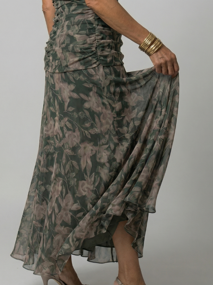 Calen | Vestido midi fluido sin hombros