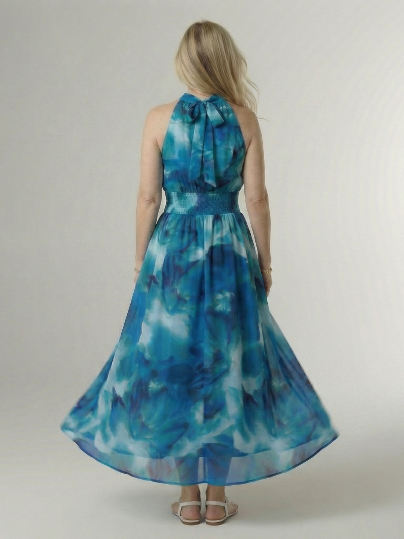 Sylin | Vestido midi fruncido con cuello halter