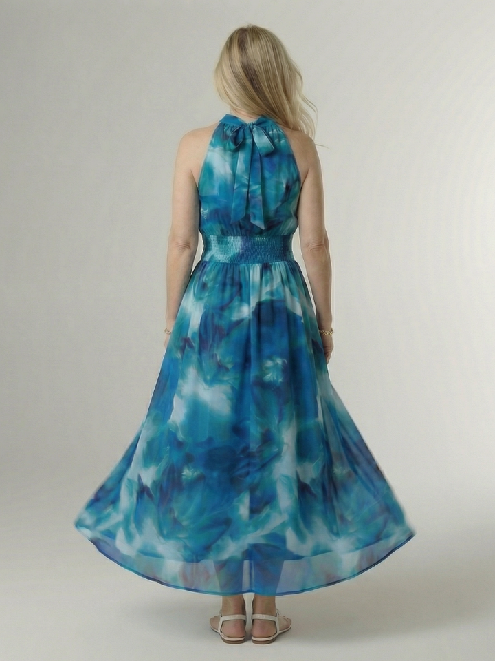 Sylin | Vestido midi fruncido con cuello halter
