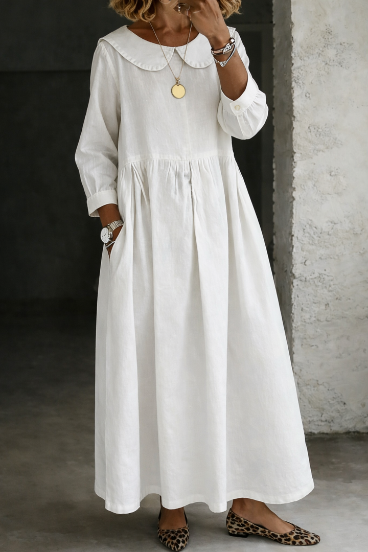 Clara | Vestido Denim Cuello Peter Pan